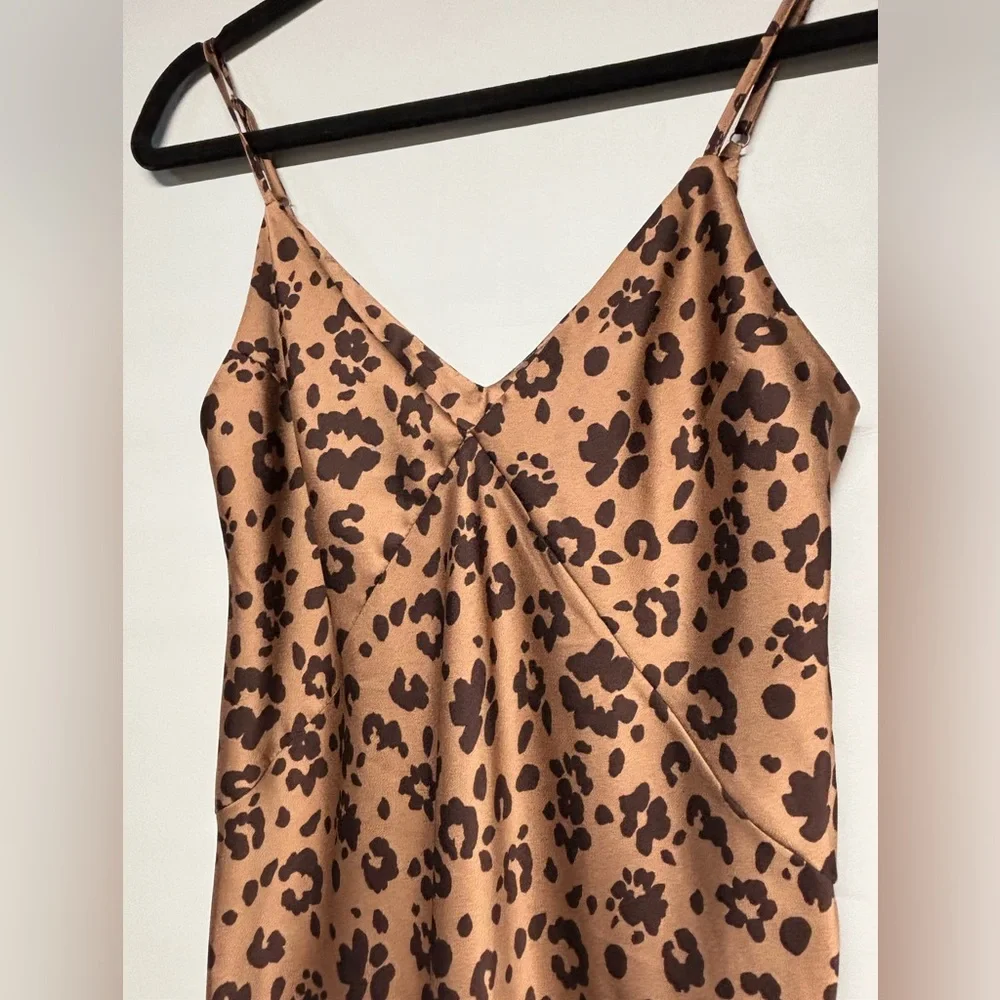 ✨A New Day Leopard Print Satin Slip Dress Size XS